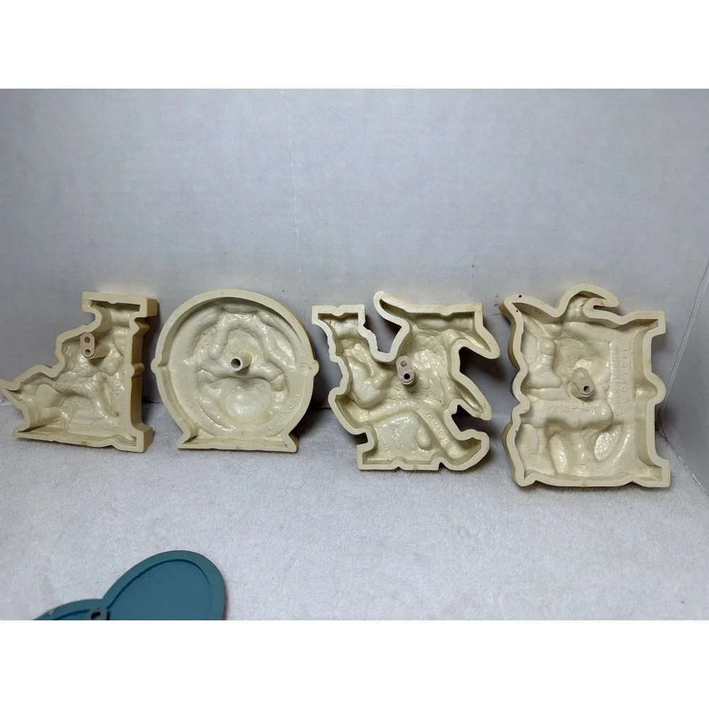 Vintage 1987 & 1982 Burwood Bunny Rabbit LOVE Wall Decor 6 Piece Set Made in USA